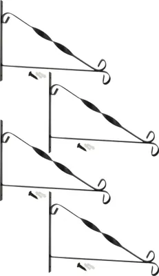Produktbild von com-four® 4x Wandhalterung aus pulverbeschichteten Stahl, Haken für Blumentopf, Garten, Windspiele, Blumenampelhalter, mit Schrauben und Dübel