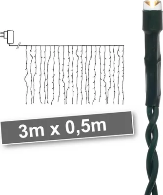 Produktbild von ECD Germany LED Lichtervorhang 3m mit 90 LEDs Warmweiß, Eiszapfen Lichterkette LED Lichterkettenvorhang Weihnachten Innen/Außen, Weihnachtsbeleuchtung