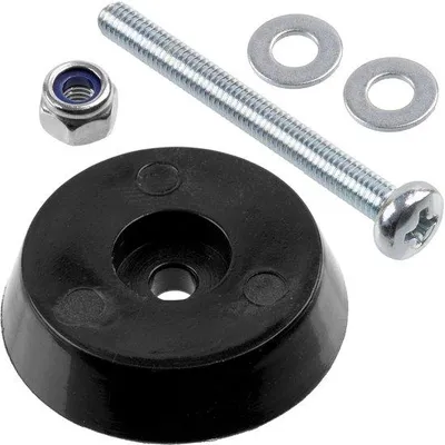 Obrázek produktu pro Sada 4 kulatých nábytkových koleček Ø 25 × 6 mm z černého plastu + 4 kovové šrouby M3 × 20 mm + 4 pojistné podložky M3 + 8 kroužků na šrouby M3 pro montáž nábytku