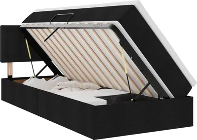 Produktbild von vidaXL LED-Speicherbett mit Matratze Schwarz 100 x 200 cm Stoff