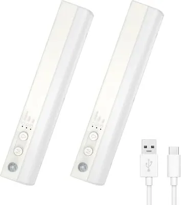 Produktbild von LED-Schrank-Beleuchtungsbewegungssensor, Leuchten unter Einheit, KüchenlED, dimmbar, USB-wiederaufladbare Lichter, 23 cm Lichtküche, Garderobe, Treppe