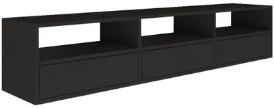 TV-Lowboard schwarz 150x30x30 cm, Push-to-Open, Wandmontage