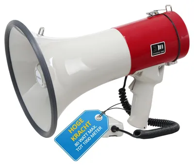 Image de Mégaphone - 80 W - Portée de 1000 mètres - Blanc et rouge