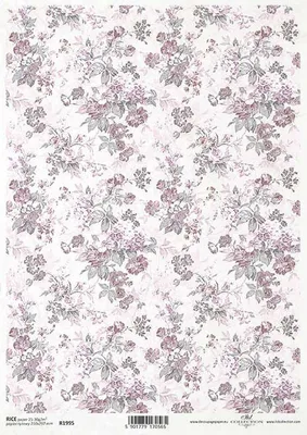 Immagine prodotto di ITD carta di riso per decoupage, motivo carta da parati R1995, fiori nei toni del rosa