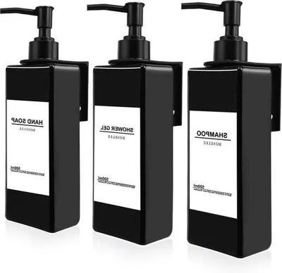 Immagine prodotto di Dispenser di sapone da parete da 500 ml in plastica nera per cucina e bagno