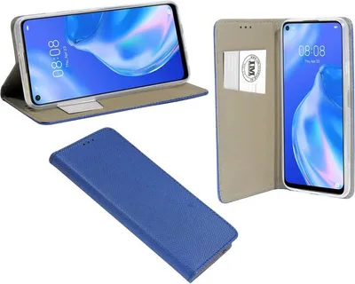 Produktbild von Buch Tasche "Smart" für HUAWEI P40 LITE 5G Handy Hülle Etui Brieftasche Schutzhülle mit Standfunktion, Kartenfach Blau