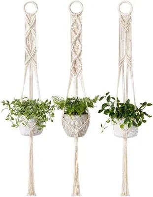 Immagine prodotto di Set di 3 appendi piante in macramè Famanu - Stile bohémien - 99 cm