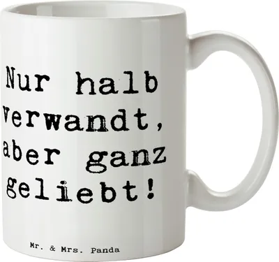 Produktbild von Mr. & Mrs. Panda Pott Spruch Halbbruder Liebe - Weiß - Geschenk, Geschwister, Familie, halb verwandt, Zusammenhalt, Verbundenheit, Tasse, Kaffeetasse, haferl, Jubiläen