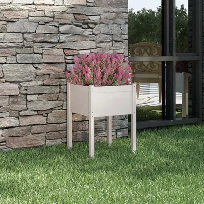Immagine prodotto di The Living Store Fioriera bianca 50x50x70 cm in legno di pino massiccio