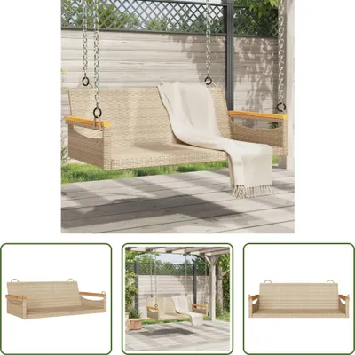 Obrázek produktu pro The Living Store Závěsná lavice Beige 109x62x40 cm Poly ratan