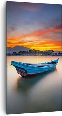 Produktbild von Bild auf Leinwand - Leinwandbild - Einteilig - Westen Sonne Boot - 55x100cm - Wand Bild - Wanddeko - Wandbilder - Leinwanddruck - Bilder - Wanddekoration - Leinwand bilder - Wandbild - PA55x100-4791
