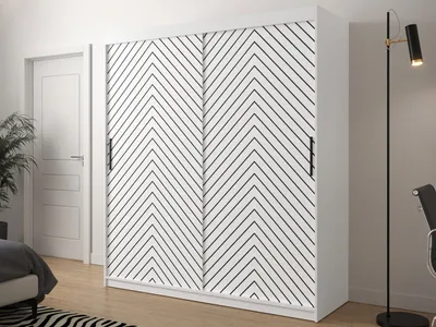 Obrázek produktu pro Šatní skříň 180 cm s posuvnými dveřmi ORIOT - bílá / černá