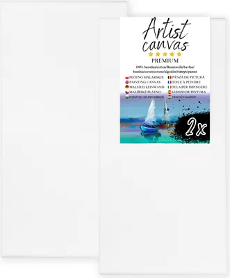 Immagine prodotto di 2x Tela su telaio, 100% cotone, 280 g/m², fondo bianco 70X150 cm
