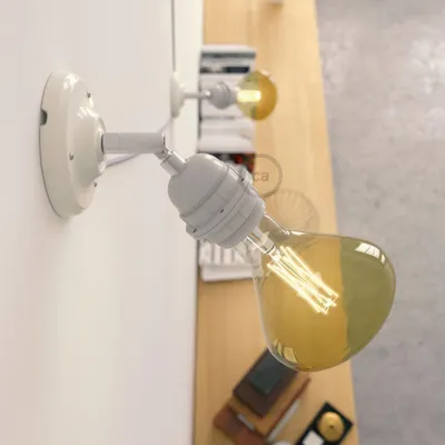 Immagine prodotto di Fermaluce Classic 90° con portalampada filettato E27, lampada filomuro orientabile in porcellana