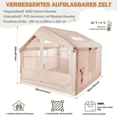 Produktbild von Aufblasbares Zelt - Campingzelt - Festivalzelt - Campingzelt - Outdoor-Zelt - Für 6-10 Personen