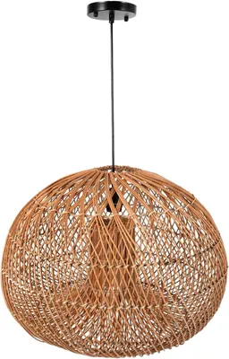 Produktbild von VIVANNO Hängelampe Bambus SOLEIL Rund, Natur geflochten - 23x40 cm