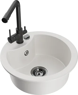 Produktbild von Mexen Diego 1-Becken-Granit-Spüle mit Mischbatterie Duero, Weiß - 6512-20-671600-70
