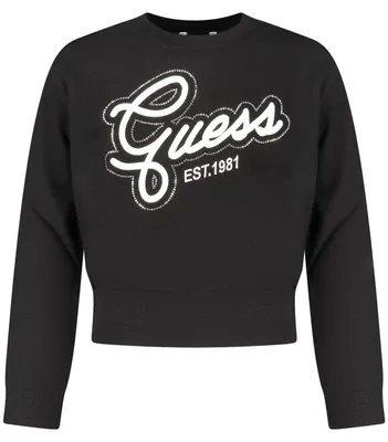 Image de Pull pour filles, couleur noire : T-shirt à manches longues avec broderies et détails en strass