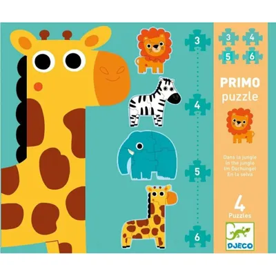 Image de DJECO Puzzle jungle 4in1 ( 3,4,5,6 pièces)