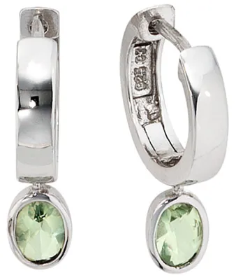 Produktbild von Creolen Ohrschmuck Zirkonia grün 925 Silber Echtsilber Damen Silberohrringe