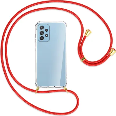 Produktbild von Handykette Backcover-Schutzhülle mit Band (Metall goldfarben) für Samsung Galaxy A52 4G / 5G, A52s 5G - rot
