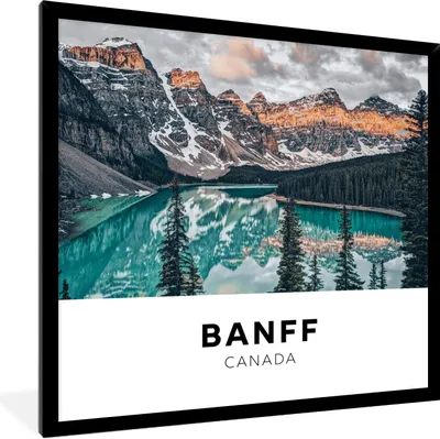 Produktbild von MuchoWow® Gerahmtes Poster Kanada - Natur - Berge 40x40 cm - Poster mit Schwarzem Bilderrahmen Wandposter Rahmen Foto Bilder - Mit Rahmen - Wanddekoration Schlafzimmer