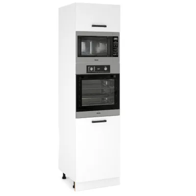 Produktbild von ULWEHOME Hoher Unterschrank für Backofen und Mikrowelle, Mikrowellen-Hochschrank 60 cm, 2 Fronten, Weiß matt | Küchenmöbel der Serie EKO