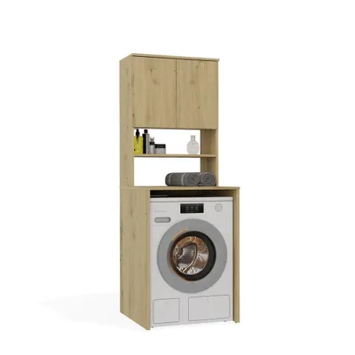 Produktbild von POLA MULTI Badezimmerschrank über der Waschmaschine, Säule, Regal, Eiche ARTISAN