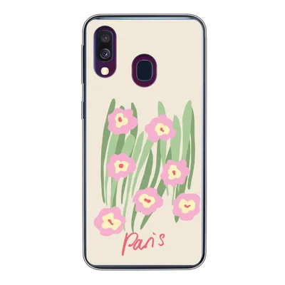 Produktbild von MuchoWow® Handyhülle Schutzhülle Hülle für Samsung Galaxy A40 Blume - Rosa - Gras Silikon Softcase Handy Hülle - Handy-Tasche