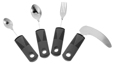 Produktbild von 4-teiliges Besteckset für Senioren mit Handzittern – Ergonomische Gabel und Löffel mit langem Griff