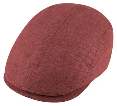 Fiebig unifarbenen sommerliche Leinen Flatcap in erdbeerrot