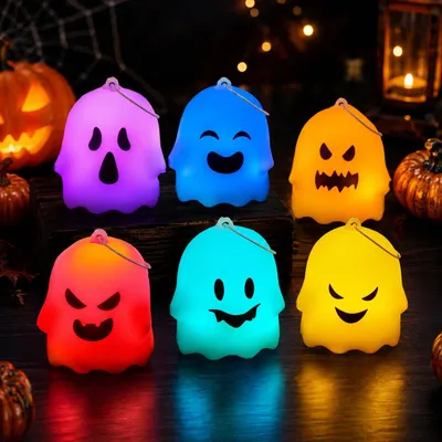 6er-Set LED-Geister-Nachtlichter, Halloween-Deko, Farbwechsel
