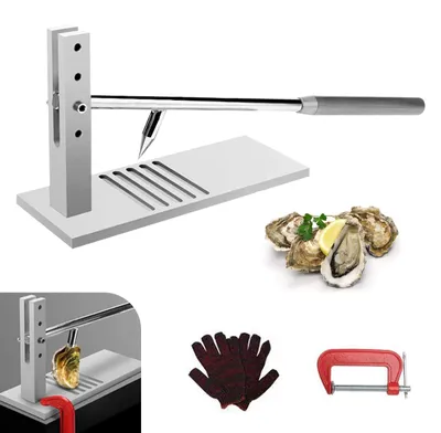 Austernöffner-Maschine, verstellbar, Edelstahl, mit 2 Messern & Handschuh