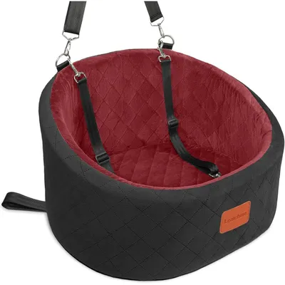 Produktbild von Hunde-Autositz mit Sicherheitsleine, waschbar, rutschfeste Unterseite, Black/Red, Small