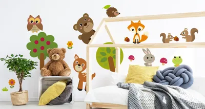 Produktbild von Muralo Wandsticker Schne Waldtiere und Bume 75 x 150 cm Wandtattoo Wanddeko Aufkleber Set Kinderzimmer XXL