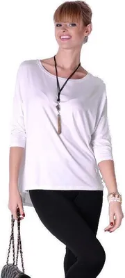Produktbild von Longshirt Bluse Shirt mit Fledermausärmel TopGr. S/M; Weiß