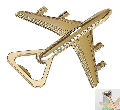 Produktbild von Flaschenöffner in Flugzeugform - Aus Zinklegierung - Für Bierflaschen - Silberfarben