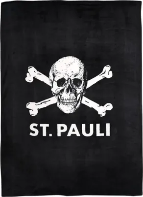 Produktbild von FC St. Pauli Fleecedecke Totenkopf, Offizieller Fanartikel, Schwarze Decke 150x200cm, 100% recyceltes Polyester