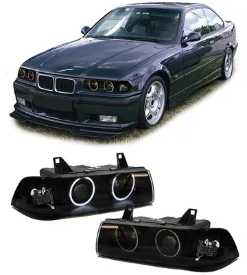 Für BMW 3er E36 Coupe Cabrio 1990-1998 CCFL Angel Eyes Scheinwerfer Schwarz in der Farbe Schwarz von Carparts-Online GmbH