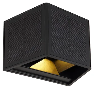 Produktbild von LED Solar Wandleuchte, Schwarz, eckig, IP44, Spritzwassergeschützt, H 9,9 cm