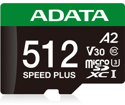 Zdjęcie produktu dla ADATA Speed Plus, 512 GB, MicroSDXC, Klasa 10, 180 MB/s, 160 MB/s, Class 3 (U3)
