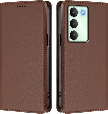 Immagine prodotto di Custodia in pelle per Realme14X/Realme C75 5G, custodia flip magnetica in Finto cuoio con supporto Marrone