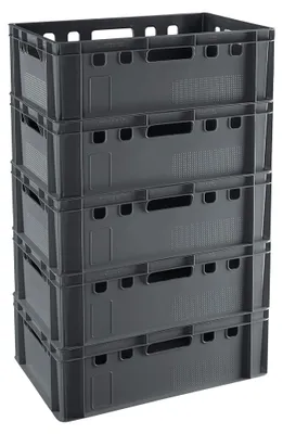 Produktbild von 5 Stück E2 Kisten 60x40x20 Fleischkiste Lagerkiste Metzgerkiste grau