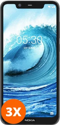 Produktbild von Mobigear Premium 9.98 Nokia 5.1 Plus Panzerglas Gehärtetes Glas Displayschutz - Hüllenfreundlich - Schwarz (3er Pack)
