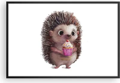 Produktbild von Gerahmtes Poster - Schwarzer Rahmen - Igel Cupcake Kinder - 91,5x61 cm - Wand Bild - Wanddeko - Wandbilder - Kunstposter - Wandposter - Bilderrahmen - Bilder - Kunstdruck - P2BAA91x61-4769