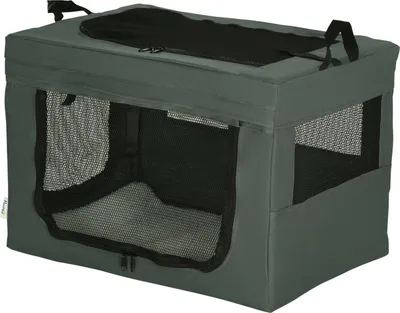 Produktbild von Hundetasche Hundebox Mit Meshfenster, Katzentransportbox Mit Kissen, Oxford, Grau, Für Hunde Bis 4 Kg