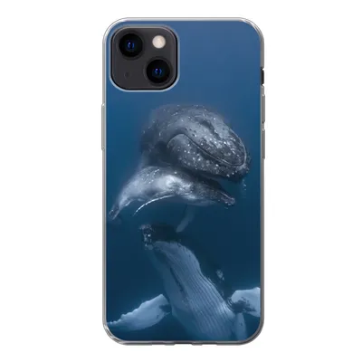 Produktbild von MuchoWow® Handyhülle Schutzhülle Hülle für iPhone 13 Wale - Meer - Familie Silikon Softcase Handy Hülle - Karteninhaber