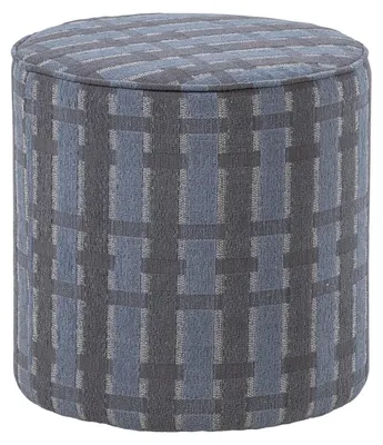Produktbild von Sarli Hocker Hoch Rautenmuster Chenille Grau/Blau