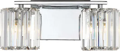 Produktbild von Wandleuchte Metall Glas G9 IP44 B: 34,3 cm Chrom poliert 2-flammig länglich warmweiß 3000 K 600 lm Jugendstil