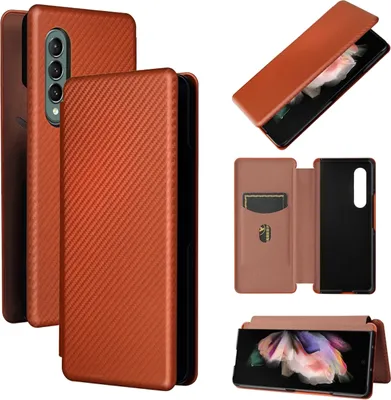 Image de Étui pour téléphone portable Samsung Galaxy Z Fold4 5G en similicuir carbone